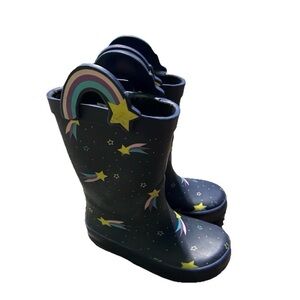 Toddler Girl Navy Blue Rain Boots With Shooting Stars Size